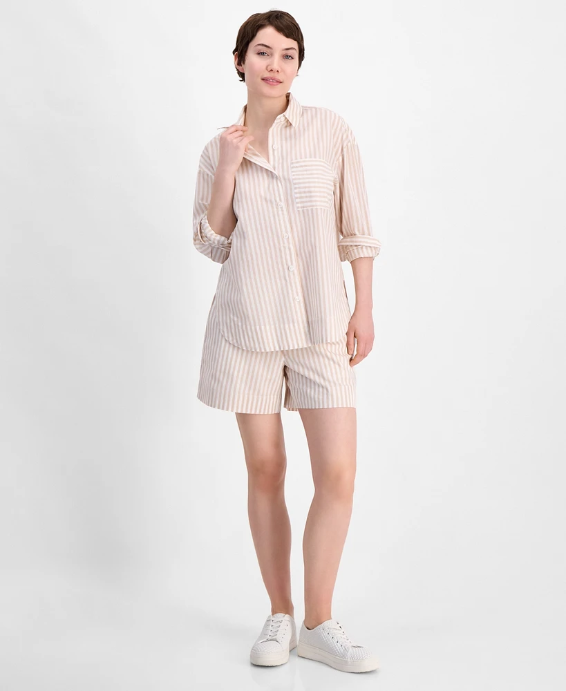 On 34th Women's Cotton Striped Button-Front Shirt
