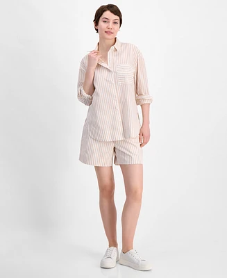 On 34th Women's Cotton Striped Button-Front Shirt