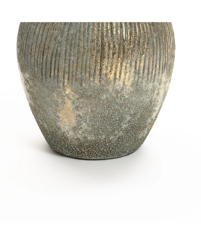 LuxenHome Rustic Gold and Brown Terracotta 8.7-Inch Tall Bud Vase