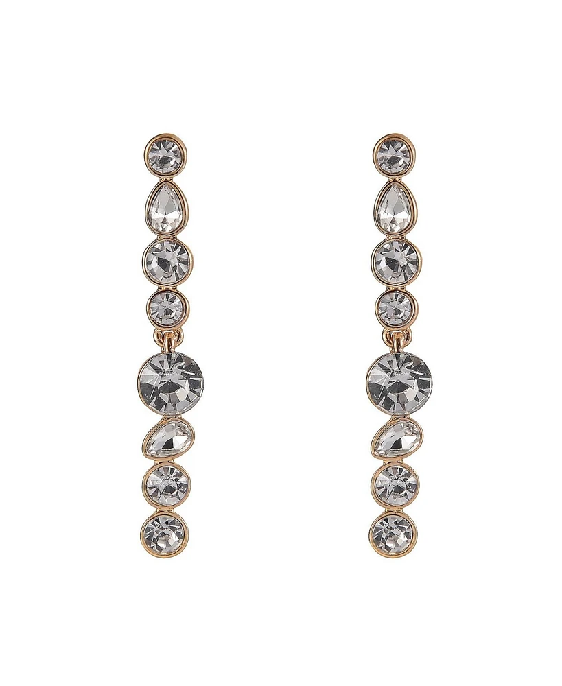 Laundry by Shelli Segal Gold Tone and Bezel Crystal Stone Linear Earrings