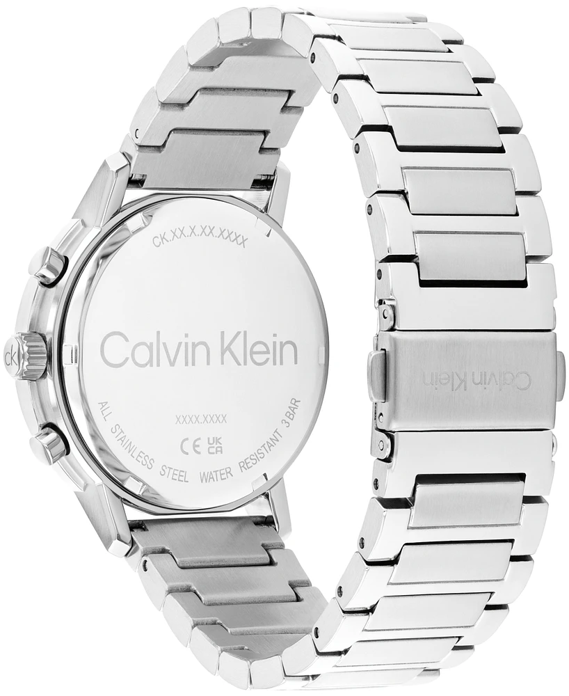 Calvin Klein Men's Gauge Silver Tone Stainless Steel Bracelet Watch, 41mm