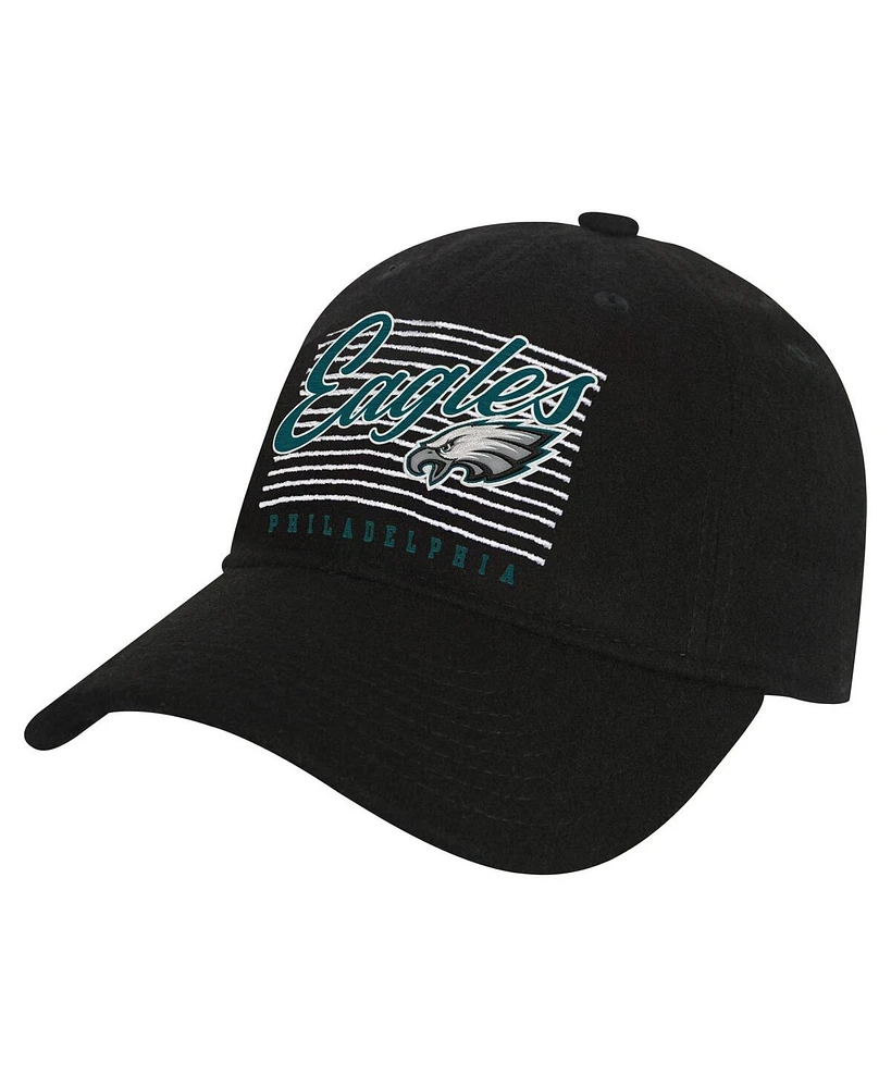 Outerstuff Big Boys and Girls Black Philadelphia Eagles Retro Wooly Adjustable Hat