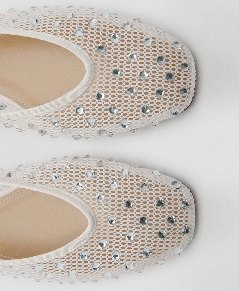Mango Women's Rhinestone Detail Mesh Shoes