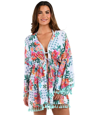 La Blanca Women's Riveria Resort Tie-Front Kimono Cover-Up