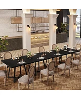 Tribesigns Square Dining Table Set of 6, 31.5" Industrial Dinner Table with Metal Base, Wood Kitchen Table for 10 People, Brown Bar Table for Res