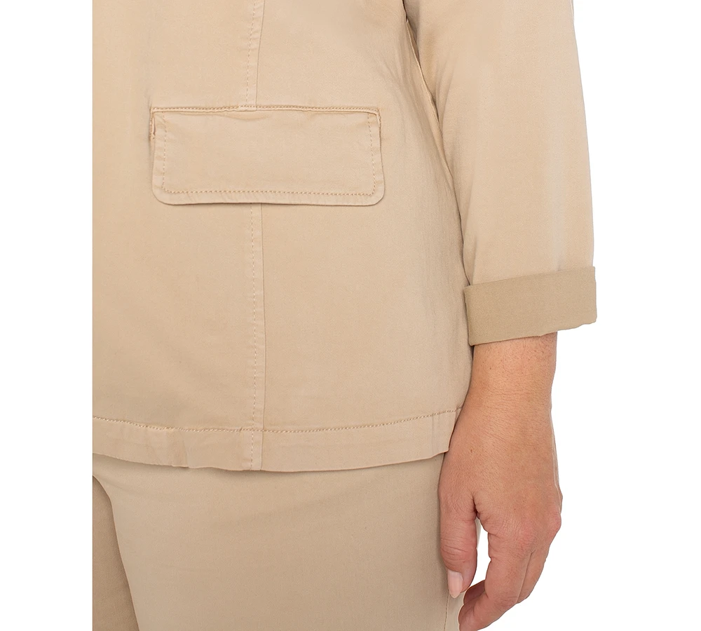Liverpool Plus Open-Front Twill Blazer
