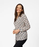 Cable & Gauge Women's Smock Pleated Button Up Top