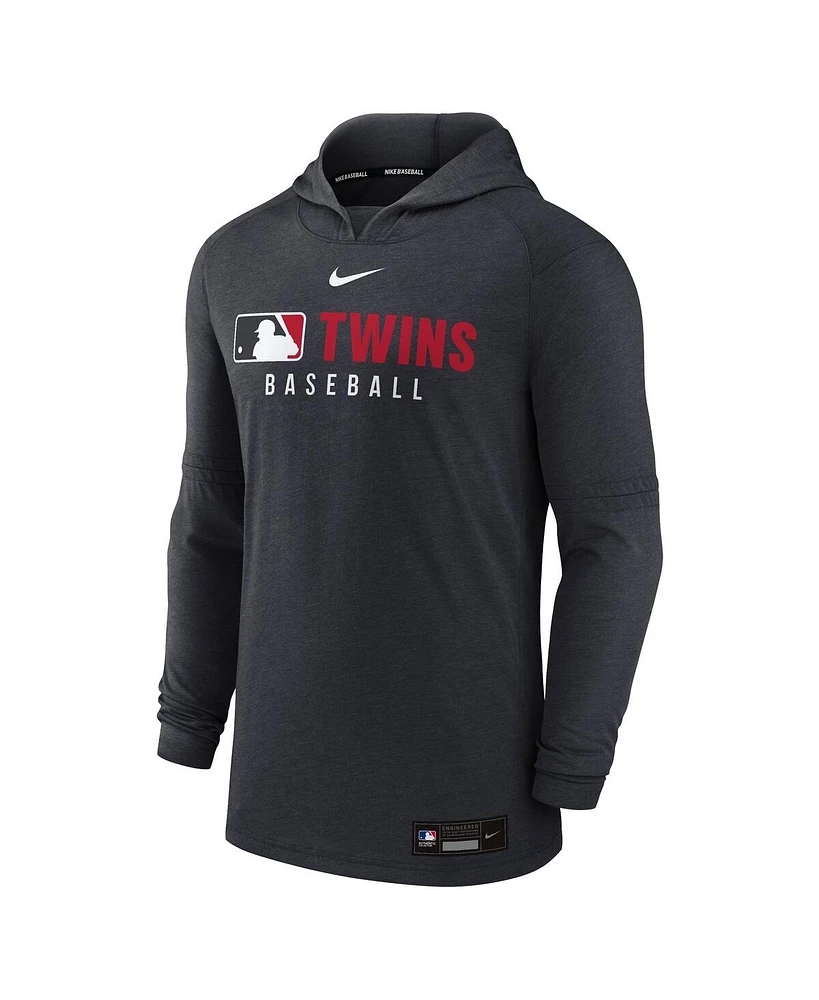 Nike Men's Heather Black Minnesota Twins Authentic Collection Tri-Blend Performance Pullover Hoodie