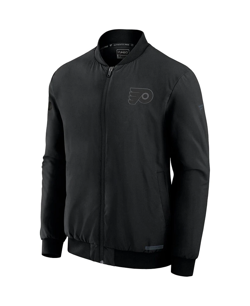 Fanatics Men's Black Philadelphia Flyers Authentic Pro Road Full-Zip Bomber Jacket