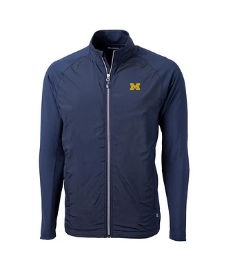 Cutter & Buck Men's Navy Michigan Wolverines Adapt Eco Knit Full-Zip Jacket