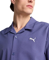 Puma Men's Regular-Fit Button-Down Seersucker Camp Shirt