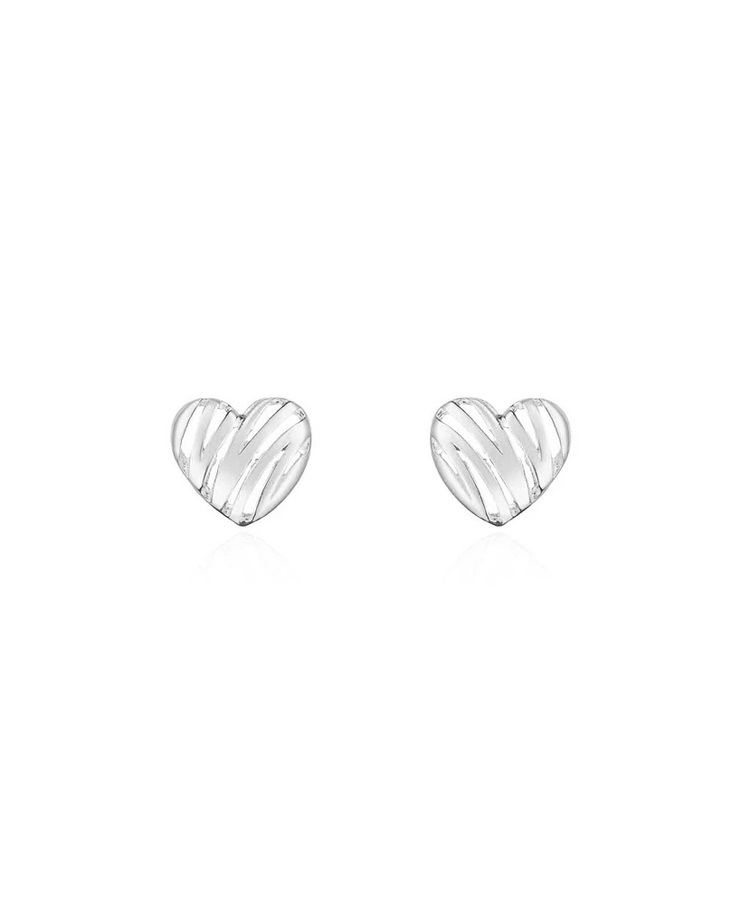 The Lovery Scribble Heart Stud Earrings 14K White Gold