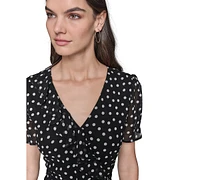 Karl Lagerfeld Paris Women's Petite Chiffon Polka-Dot Dress