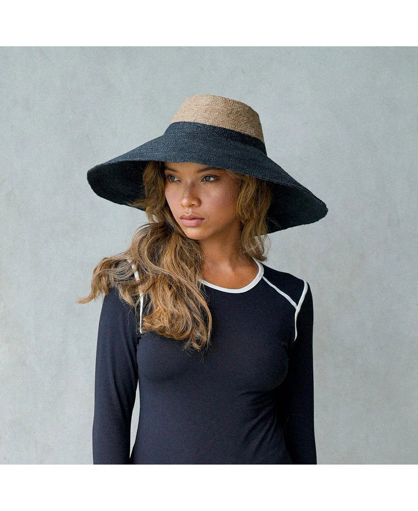 Brunna.co Riri Duo Jute Handwoven Straw Hat In Natural & Black