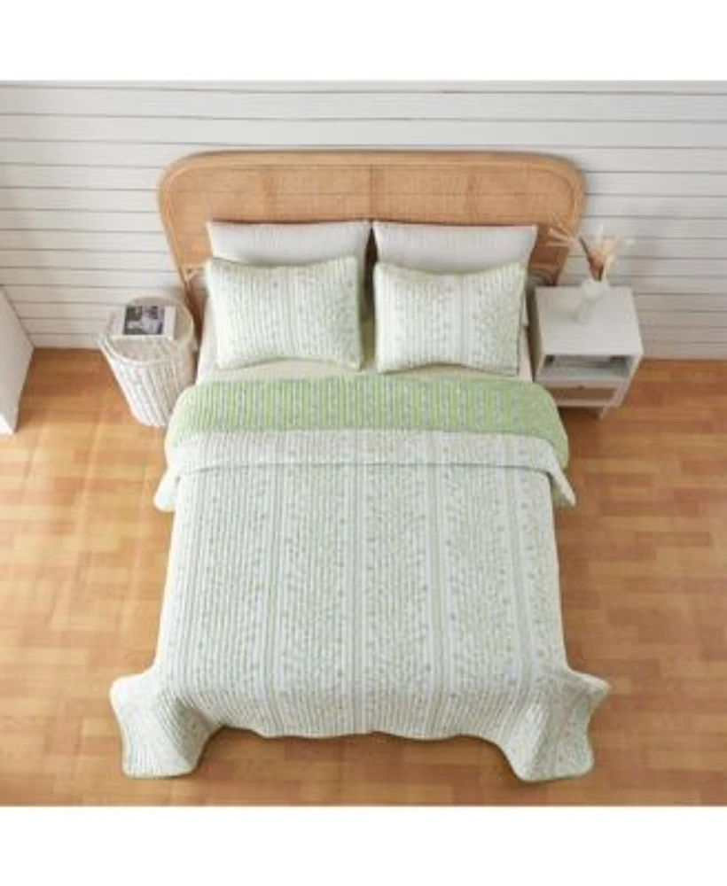 Linery Co. Floral Striped Microfiber Quilt Set With Shams