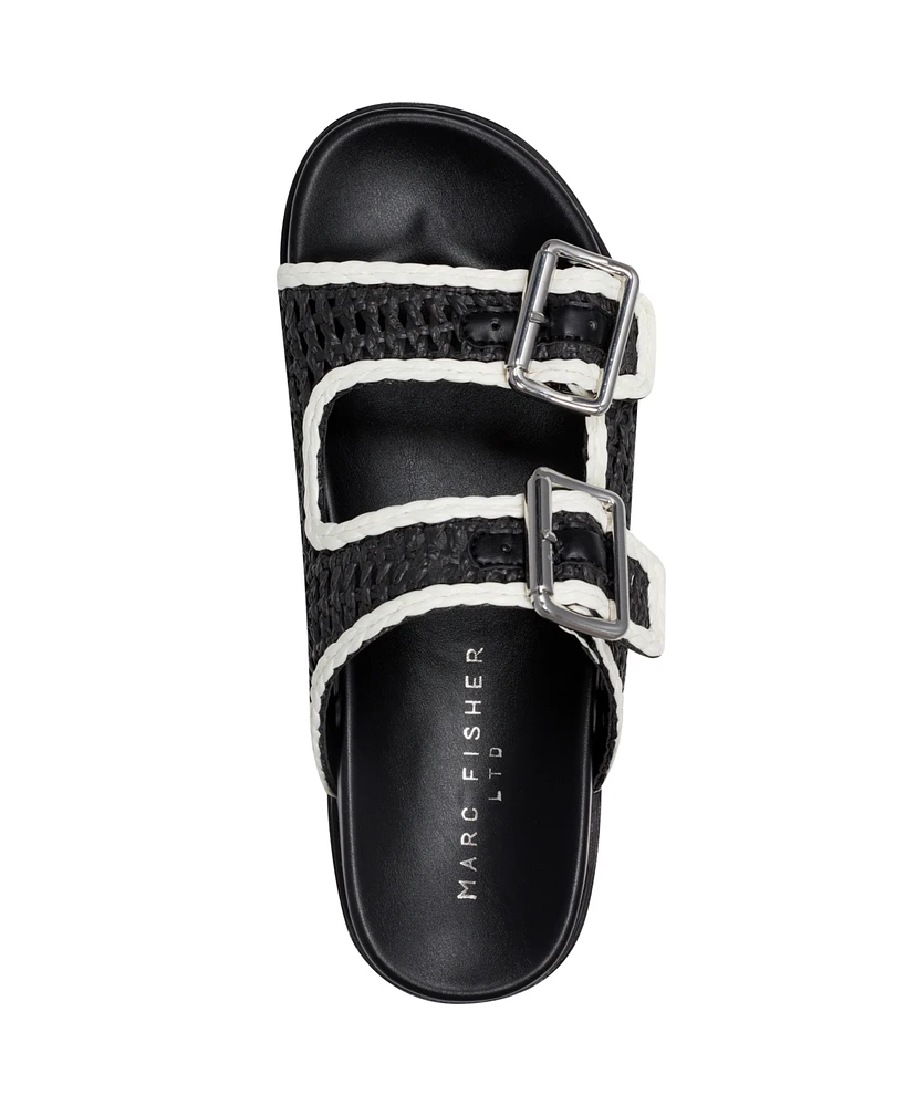 Marc Fisher Ltd Women's Mylan Woven Buckle Straps Flat Sandals