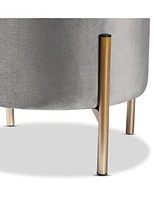 Baxton Studio Malina Contemporary Glam and Luxe Pink Velvet Fabric Upholstered and Gold Finished Metal Storage Ottoman