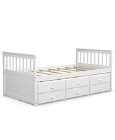 Twin Captain's Bed with Trundle and 3 Storage Drawers