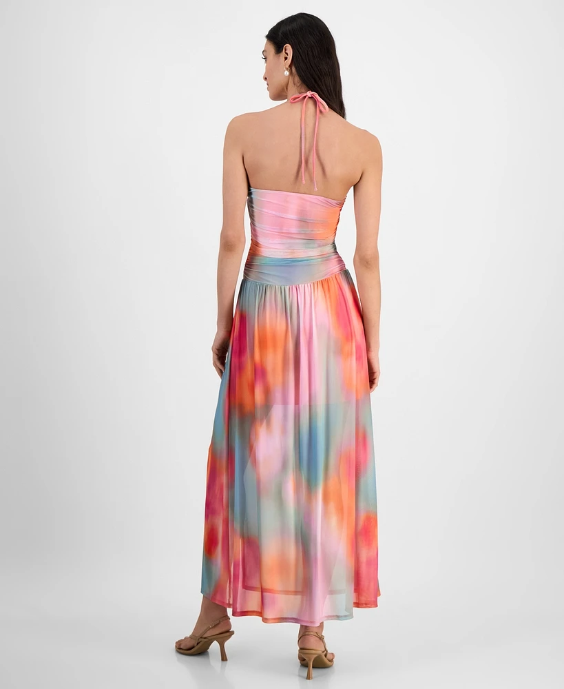 Bar Iii Women's Printed Halter Bandeau Maxi Dress, Exclusively at Macy's