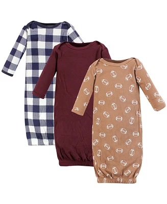 Hudson Baby Boys Thermal Gown 3pk, Sage Dinosaur, Newborn