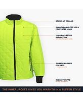 RefrigiWear Men's HiVis 3-in-1 Rainwear Jacket - High Visibility, Waterproof, Breathable, Reflective Safety Coat with Removable Liner
