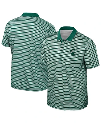 Colosseum Men's Green Michigan State Spartans Striped Polo Shirt