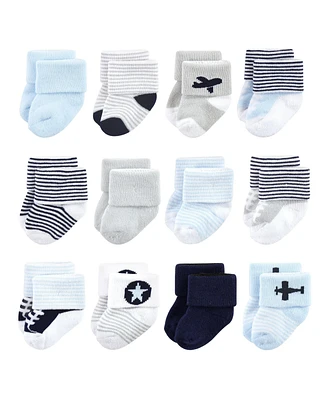 Luvable Friends Baby Boys Plush Cotton Terry Sock Multipack