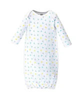 Luvable Friends Baby Boys Unisex Ultra-Soft Interlock Fabric 4-Pack Gowns