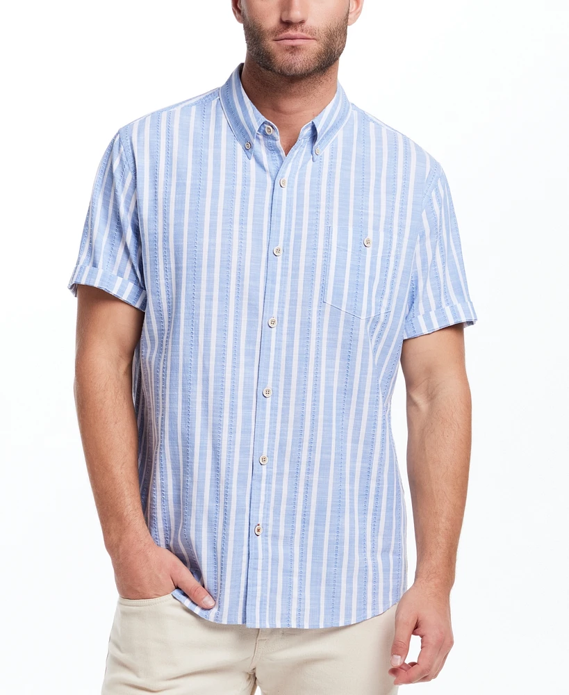 Weatherproof Vintage Men's Regular-Fit Textured Stripe Button-Down Shirt