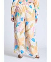 Eloquii Women's Printed Wide Leg Pant