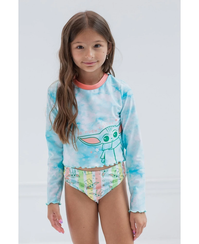 The Mandalorian Little Girls Star Wars Yoda Rash Guard and Bikini Bottom