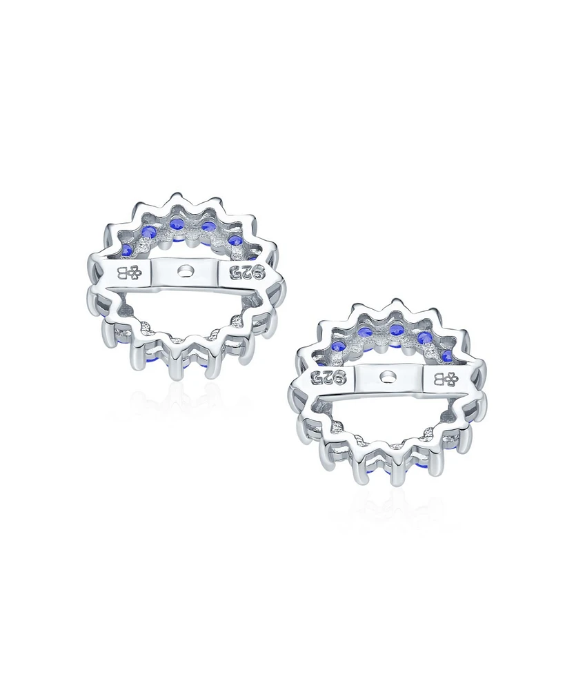 Bling Jewelry Cubic Zirconia Cz Round Removable Pave Halo Earrings Jackets Studs Jacket Only Gold Plated .925 Sterling Silver