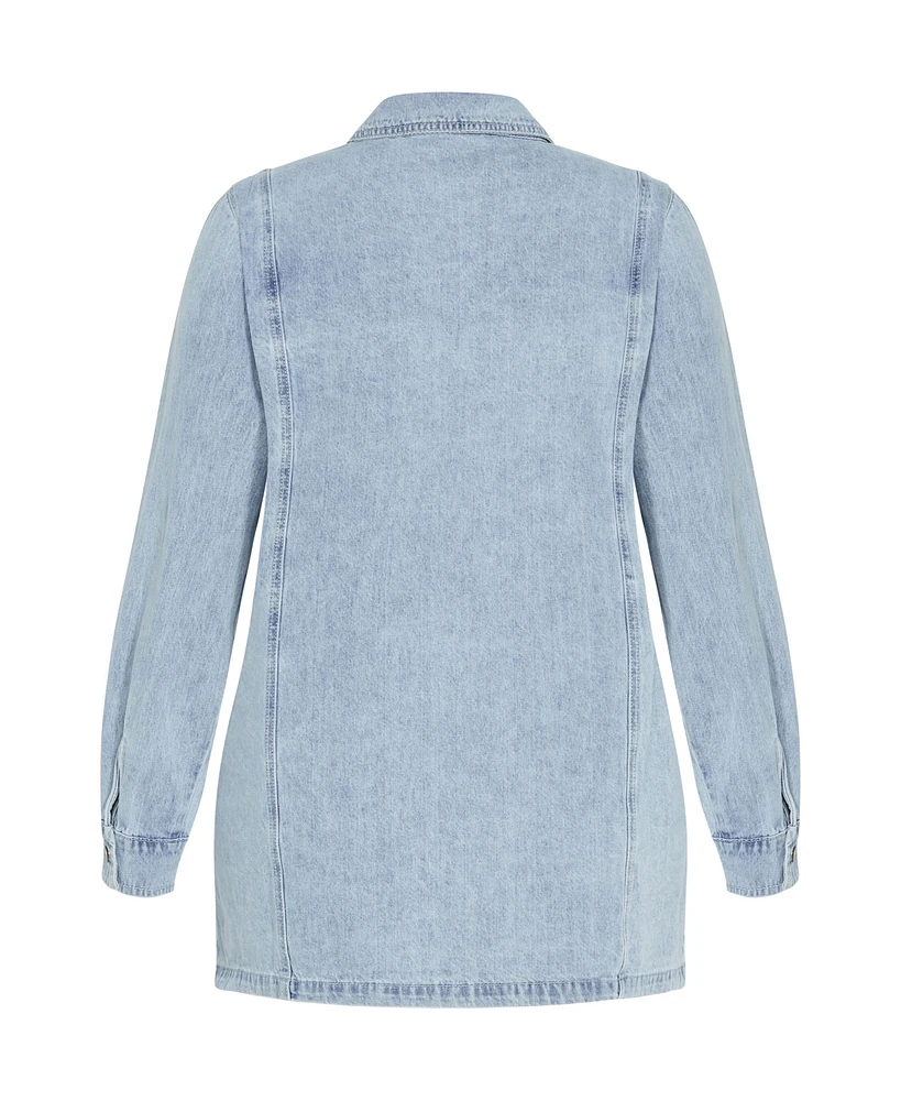 City Chic Plus Liv Denim Shirt