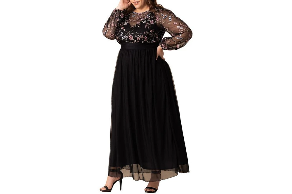 Kiyonna Plus Eternal Embroidered Bodice Evening Gown