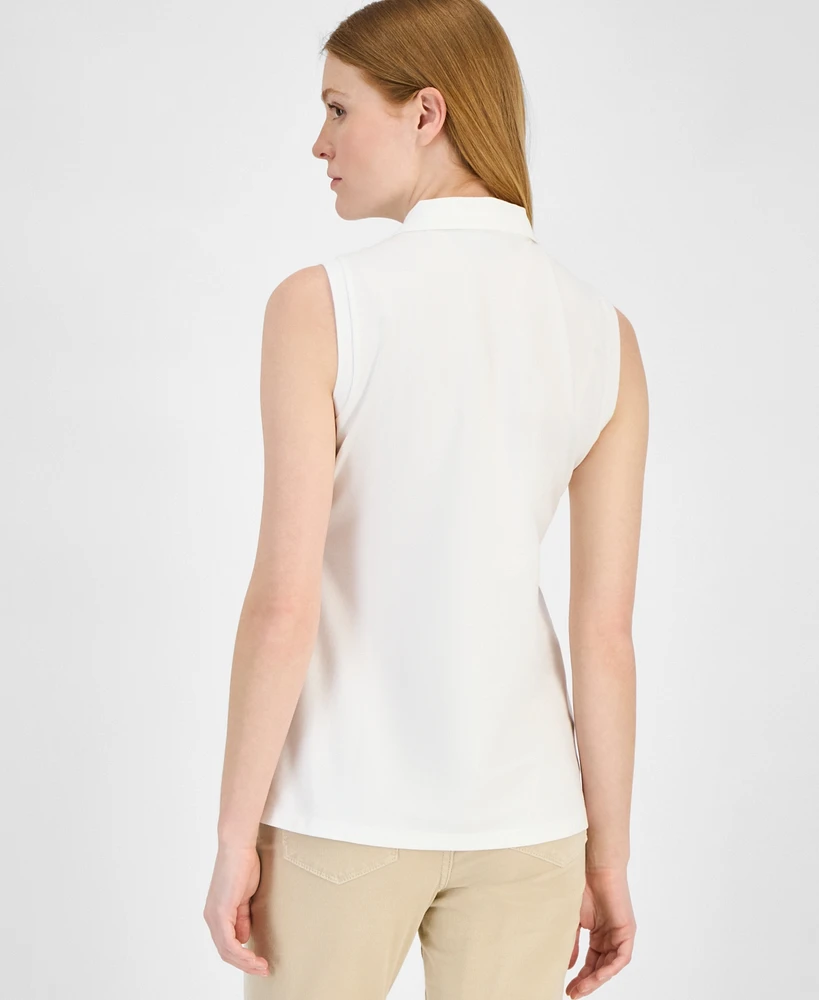 Tommy Hilfiger Women's Solid-Color Pique-Knit Sleeveless Polo