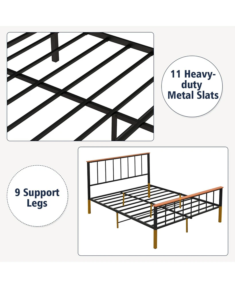 Queen Bed Frame with Headboard and Footboard-Queen Size