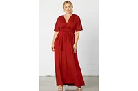 Kiyonna Plus Size Indie Flair Maxi Dress with Kimono Sleeves