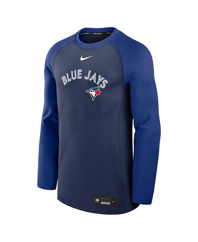 Nike Men's Navy/Royal Toronto Blue Jays Authentic Collection Game Time Raglan Performance Long Sleeve T-Shirt