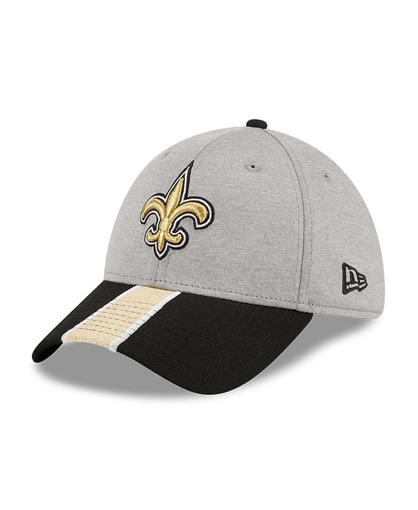 New Era Men's Heather Gray/Black New Orleans Saints Striped 39THIRTY Flex Hat
