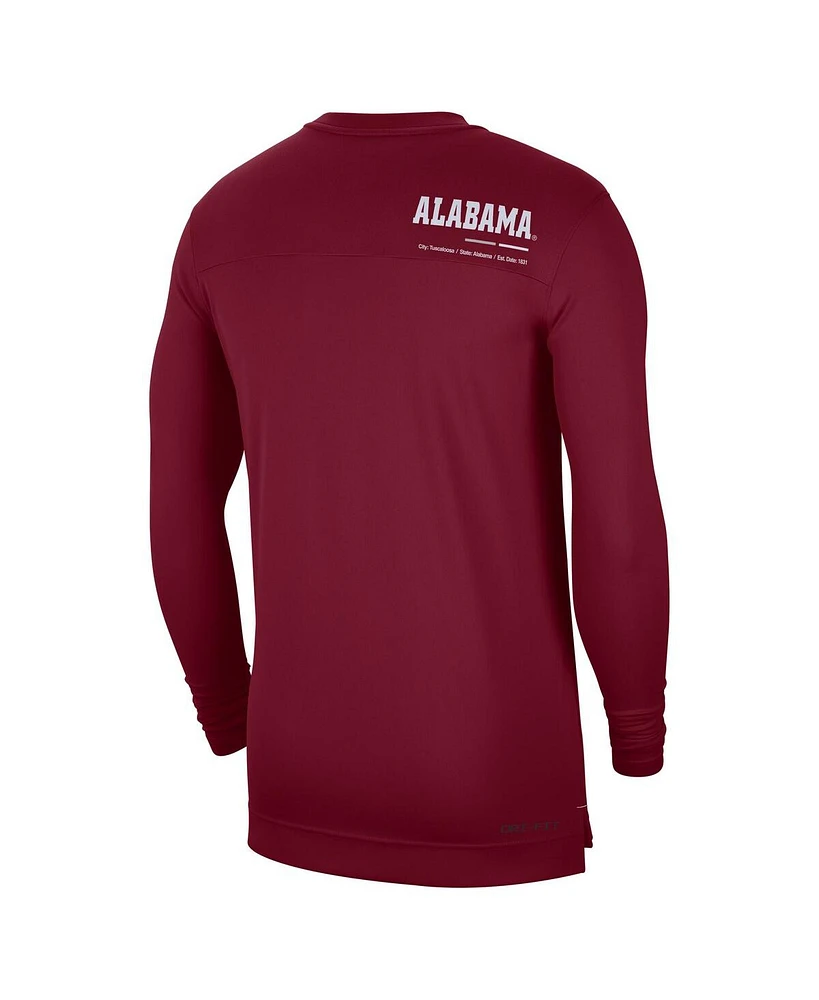 Men's Nike Crimson Alabama Tide 2022 Coach Performance Long Sleeve V-Neck T-shirt