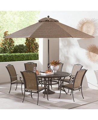 Wythburn Outdoor Dining 7pc Set (60" Round Table & 6 Filigree Sling Chairs), Created for Macy's