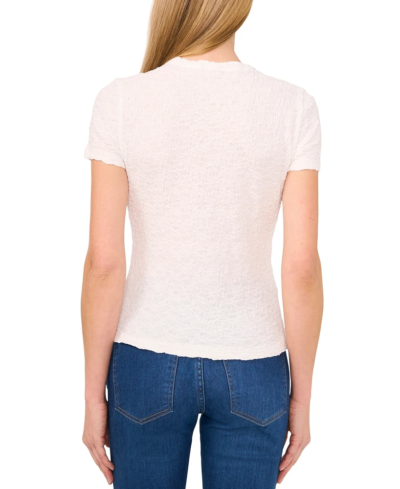 CeCe Women's Short-Sleeve Puckered-Knit Baby T-Shirt