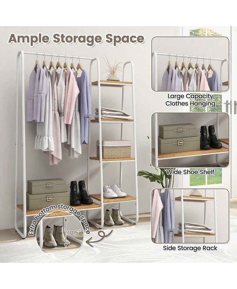 Clothes Rack Free Standing Storage Tower with Hanging Bar