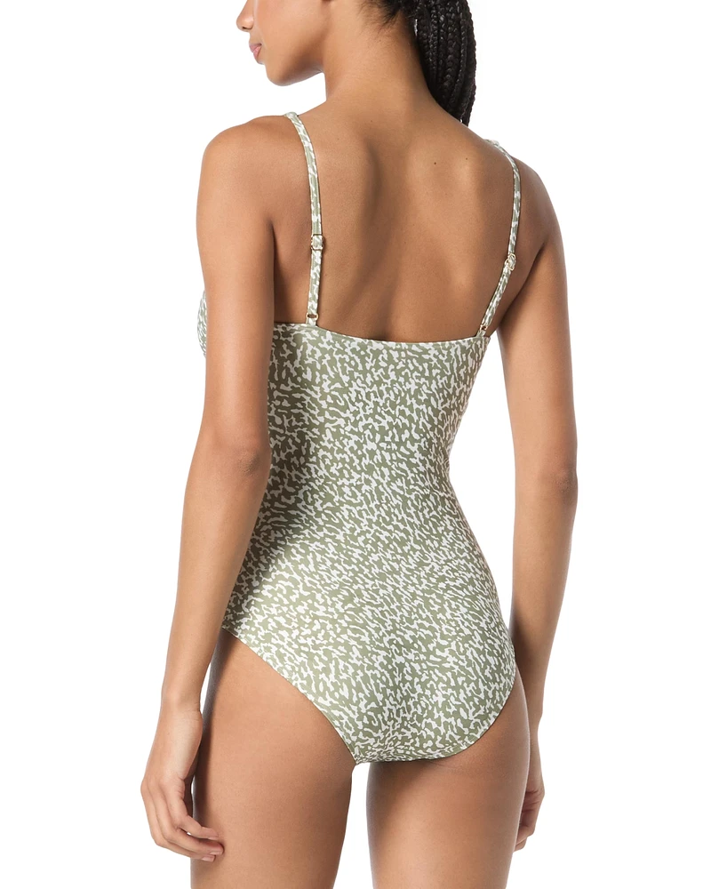 Michael Kors Women's Printed Surplice-Neck One-Piece Swimsuit