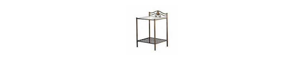 Modern Nightstand with Tempered Glass Top and Dual Storage Shelves
