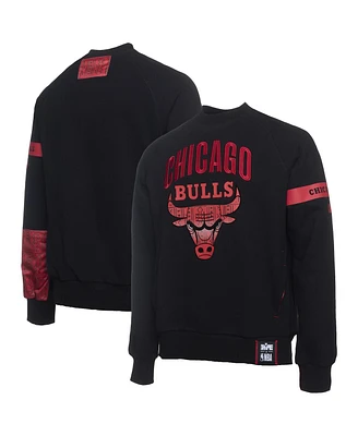 Two Hype X Nba Men's Black Chicago Bulls Culture Hoops Collection Premium Pullover Sweatshirt