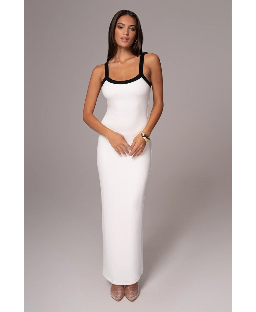 Jluxlabel Plus White Francesca Contrast Maxi Dress
