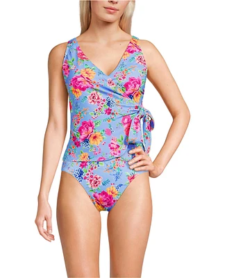 Lands' End Women's Long Side Tie Tankini Top