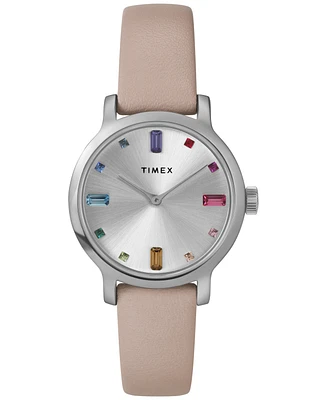 Timex Women's Analog Pink Leather Strap Watch, 31mm