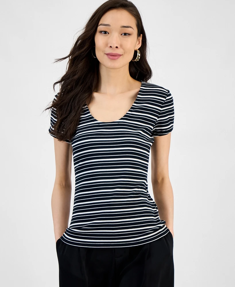 I.n.c. International Concepts Women's Ribbed Scoop-Neck Top, Exclusively at Macy's